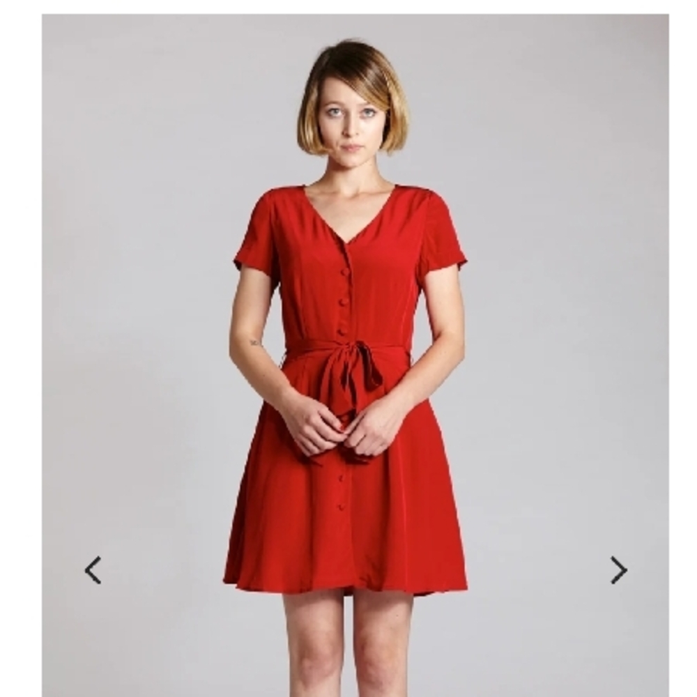 Elegant Red Button-Down Dress